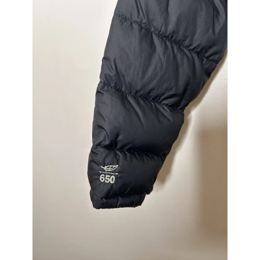 L.L. Bean 650 Fill Down Hooded Jacket Youth Black Stowaway Downtek Size Small 8